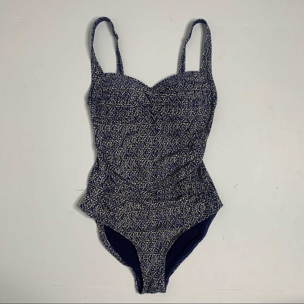 Niptuck Swim Navy Nautical Foil Joanne Twist Front Tummy Control Swimsuit - Picture 6 of 16